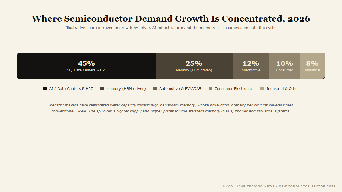Illustrative concentration of semiconductor demand growth drivers in 2026