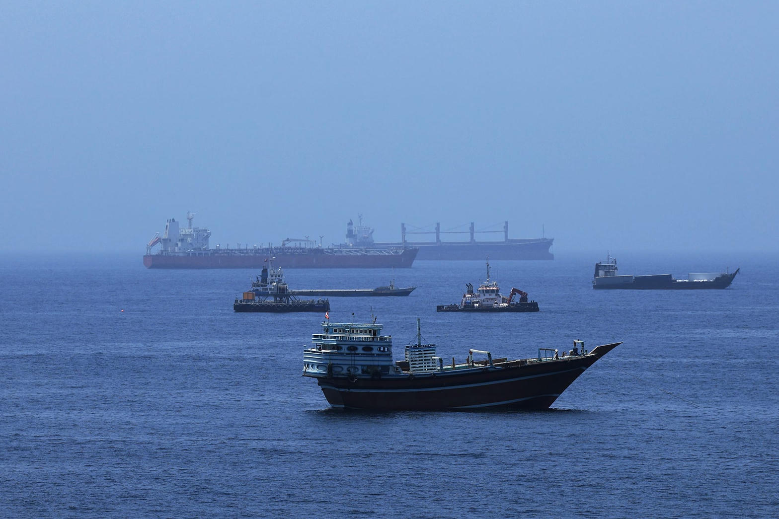 Commercial shipping traffic in and around the Strait of Hormuz