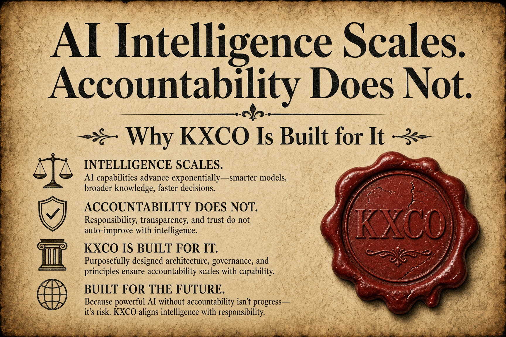 AI Intelligence Scales. Accountability Does Not. Why KXCO Is Built for It.